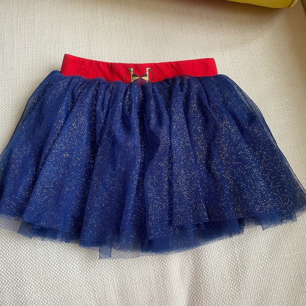Captain Marvel Blue Sparkle Tulle Skort Red Waist